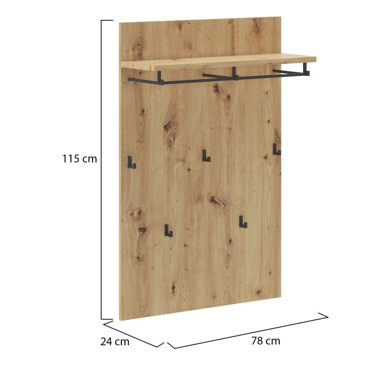 Appendiabiti Marrone Rovere Nodi 5 Ganci Installazione Sospesa, Materiale Struttura in Metallo - Chianni