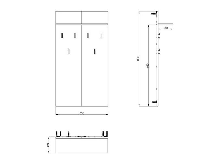 Appendiabiti Marrone Rovere Nodi Nero set Fissaggio a Muro Incluso 6 Ganci 115h cm, Installazione a Muro - Gonars