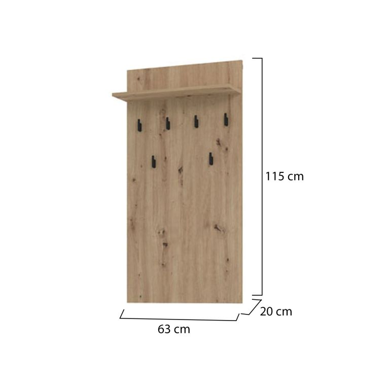 Appendiabiti Marrone Rovere Nodi Nero set Fissaggio a Muro Incluso 6 Ganci 115h cm, Installazione a Muro - Gonars