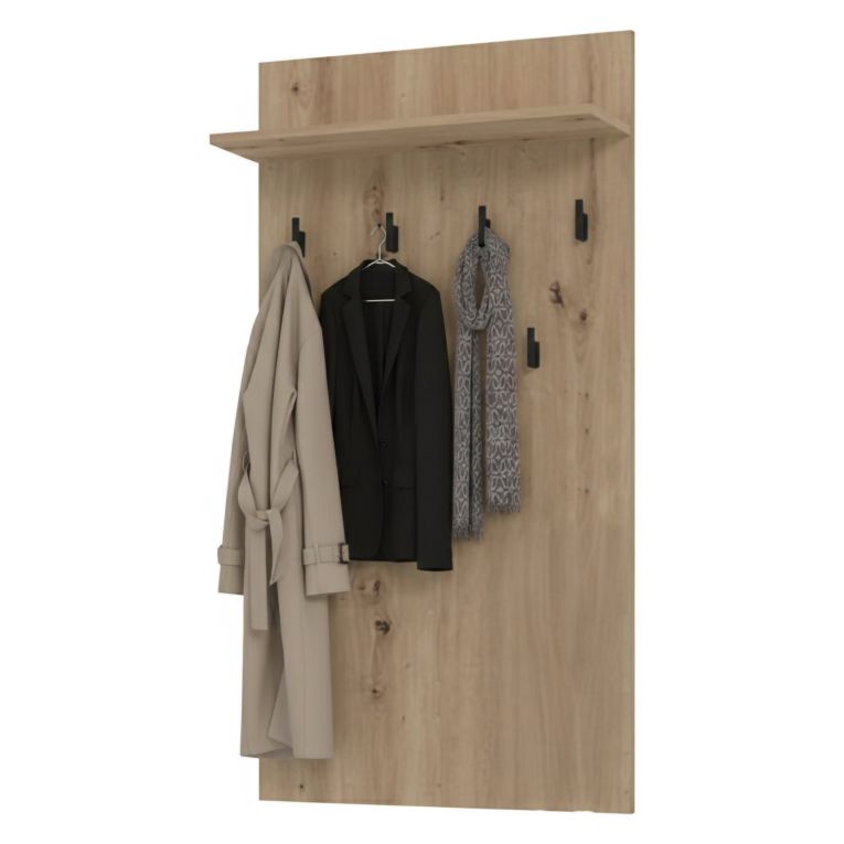 Appendiabiti Marrone Rovere Nodi Nero set Fissaggio a Muro Incluso 6 Ganci 115h cm, Installazione a Muro - Gonars