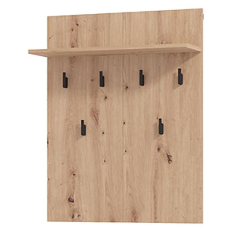 Appendiabiti Marrone Rovere Nodi Nero set Fissaggio a Muro Incluso 6 Ganci 83h cm, Installazione a Muro - Ortelle