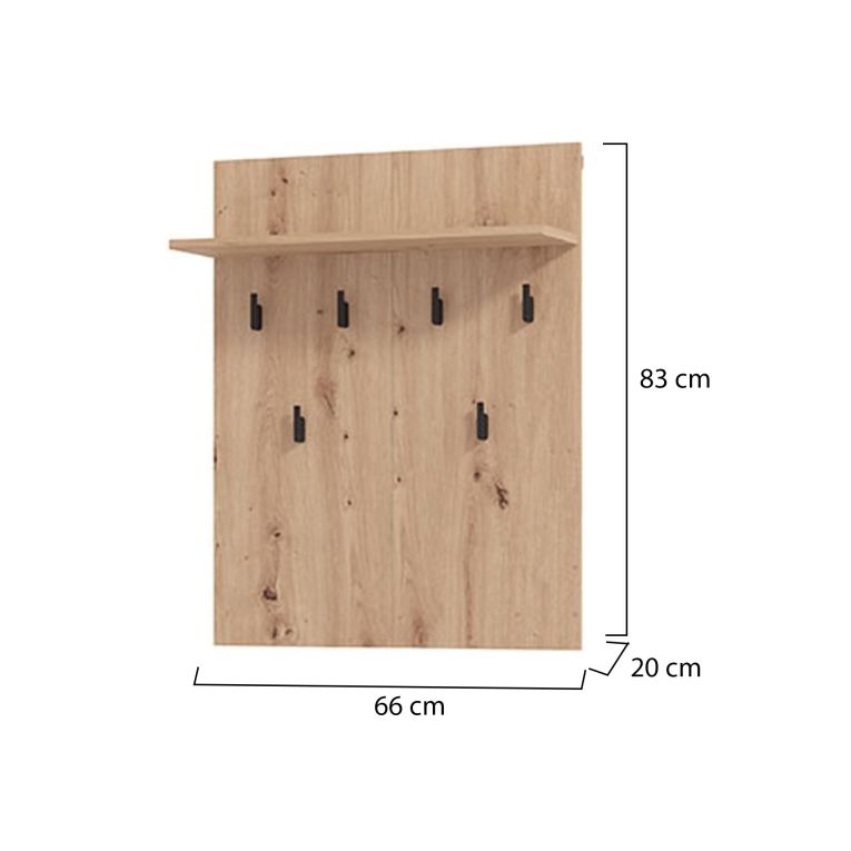Appendiabiti Marrone Rovere Nodi Nero set Fissaggio a Muro Incluso 6 Ganci 83h cm, Installazione a Muro - Ortelle