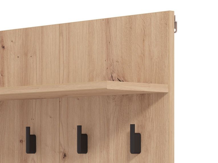 Appendiabiti Marrone Rovere Nodi Nero set Fissaggio a Muro Incluso 6 Ganci 83h cm, Installazione a Muro - Ortelle