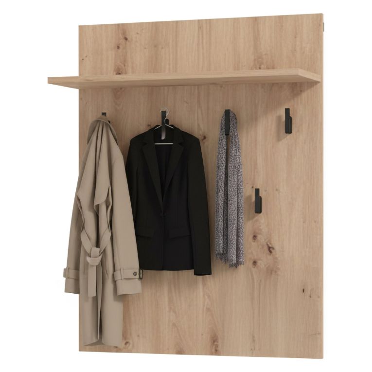Appendiabiti Marrone Rovere Nodi Nero set Fissaggio a Muro Incluso 6 Ganci 83h cm, Installazione a Muro - Ortelle