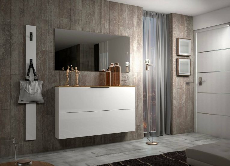 Appendiabiti Mogale, Attaccapanni, Portabiti multiuso, Appendiabiti da parete, Made in Italy, 15x2h170 cm, Bianco lucido e Antracite
