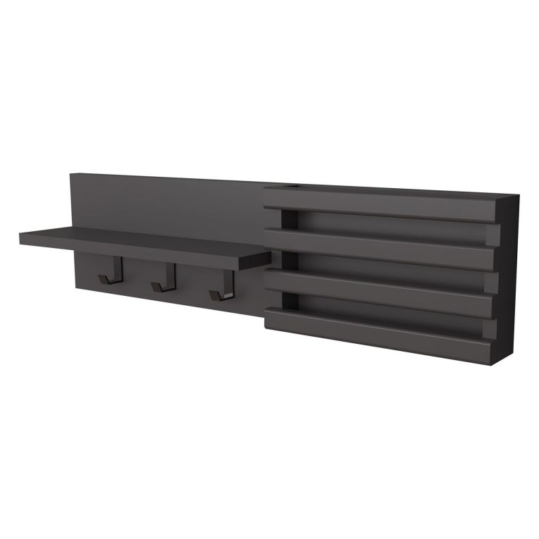 Appendiabiti Nero Antracite 3 Ganci Installazione a Muro 20h cm, Sfumatura Colore Struttura Antracite - Mandas