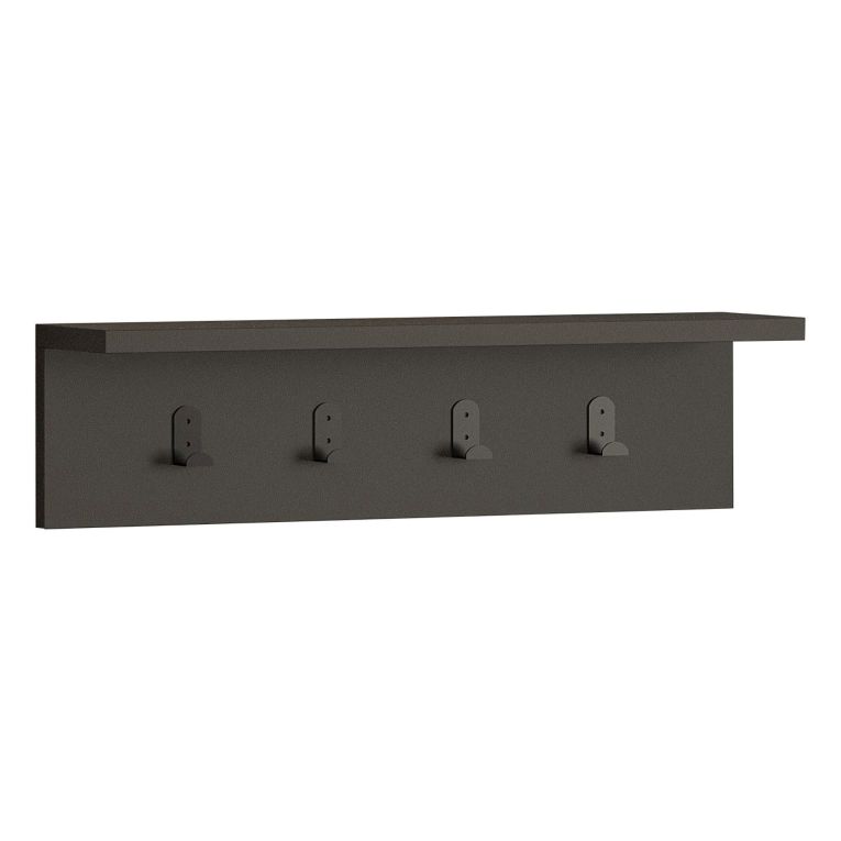 Appendiabiti Nero Antracite 4 Ganci Installazione a Muro 15h cm, Sfumatura Colore Struttura Antracite - Taipana