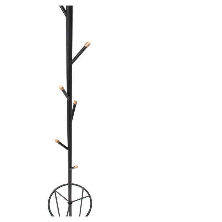 Appendiabiti Nero oro con Porta Ombrelli 6 Ganci 176h cm, Installazione a Terra - Dawson