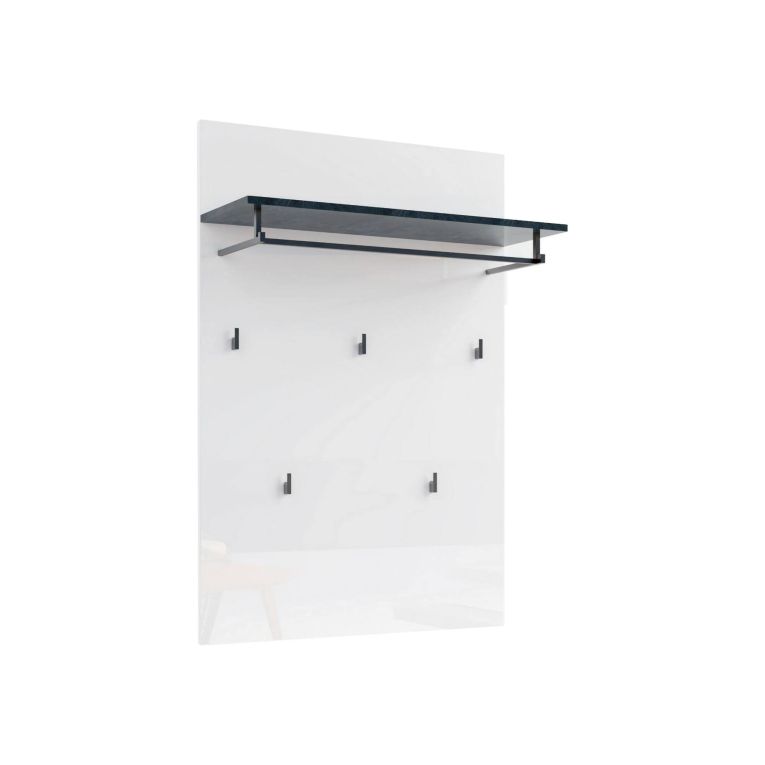 Appendiabiti Tripoli, Attaccapanni, Portabiti multiuso, Appendiabiti da parete, Made in Italy, 80x115h26 cm, Bianco lucido e Antracite