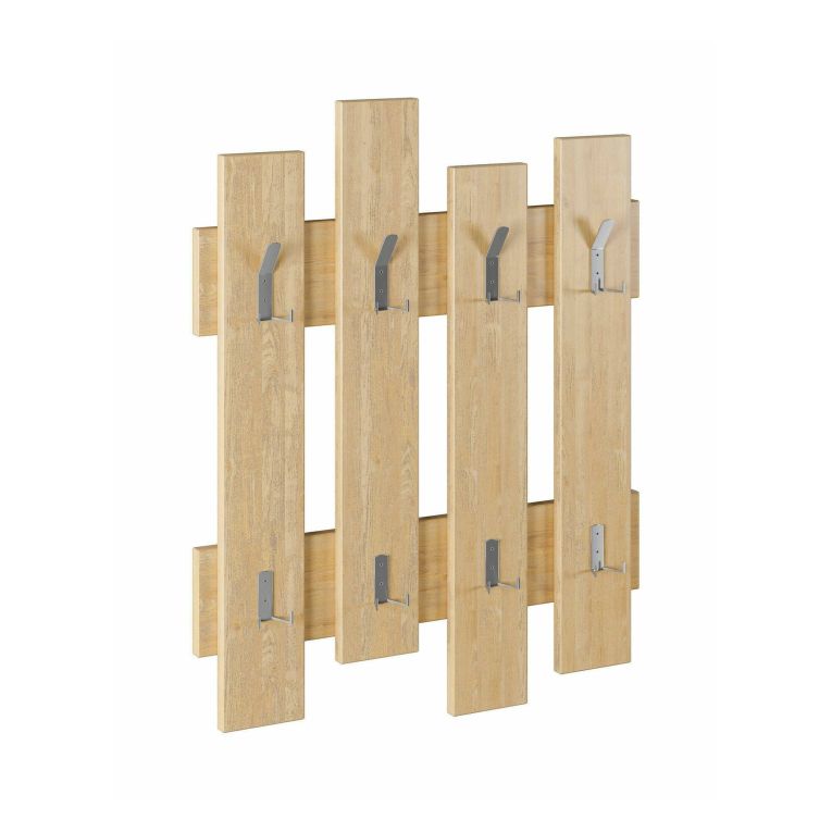 Appendiabiti Zenith, Attaccapanni da terra, Struttura porta vestiti da muro, Appendiabiti da parete, 64x4h79 cm, Quercia