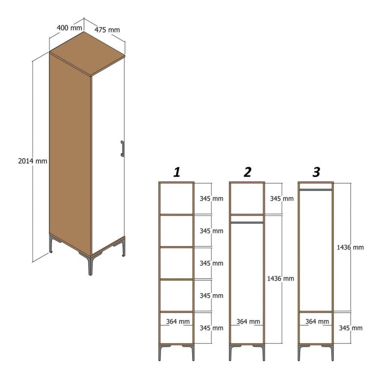 Armadio antracite e noce slim 40x47h cm - Giusta