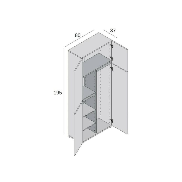 Armadio bianco 4 ante 80x195h cm - Attiniaro