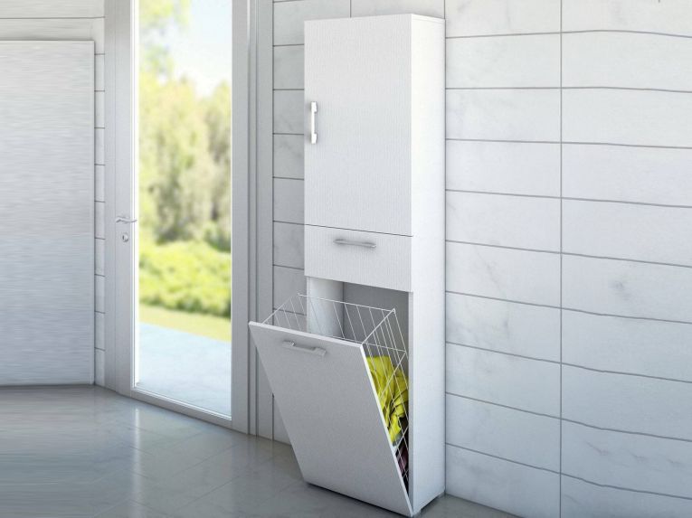 Armadio bianco con cassetto 45x195h cm - Aryanne