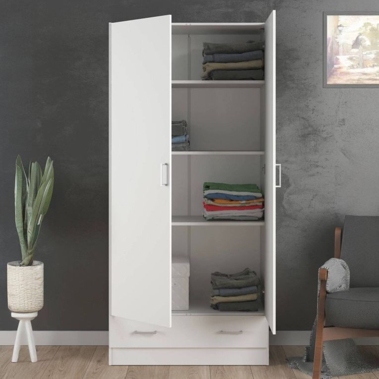 Armadio bianco con cassetto 79x170h cm - Amylya