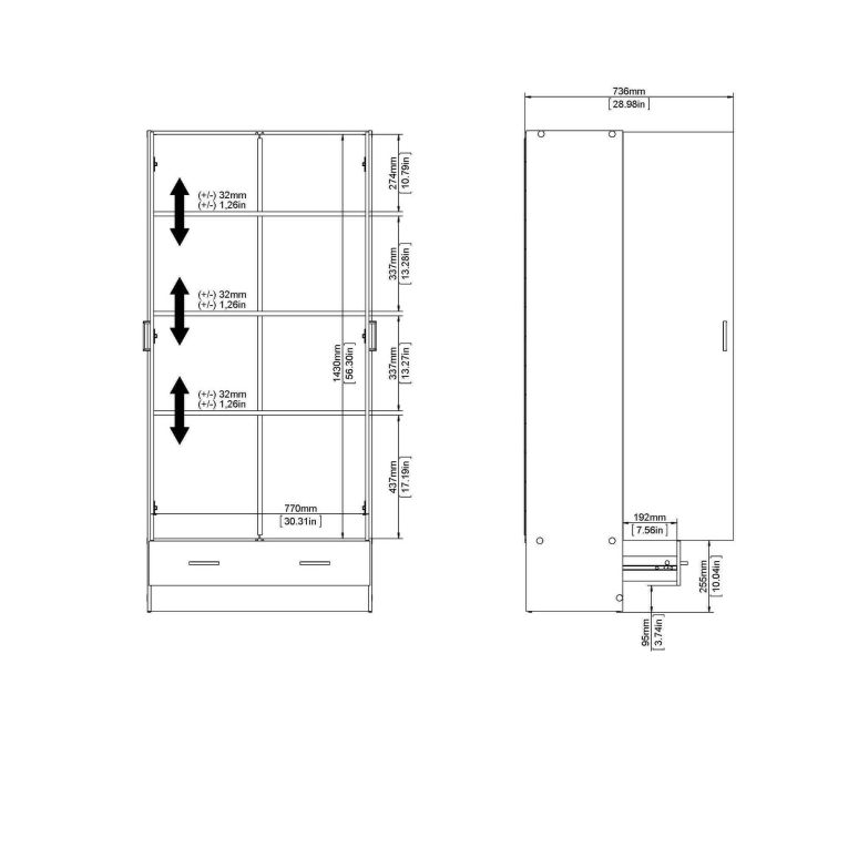 Armadio bianco con cassetto 79x170h cm - Amylya