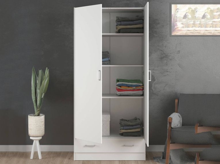 Armadio bianco con cassetto 79x170h cm - Amylya