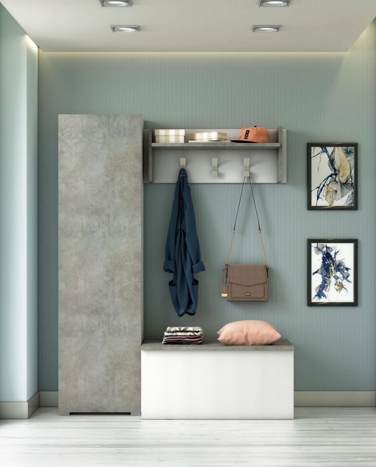 Armadio bianco e cemento 1 anta 50x182h cm - Abuela