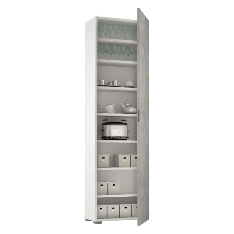 Armadio bianco e cemento 1 anta 50x182h cm - Abuela