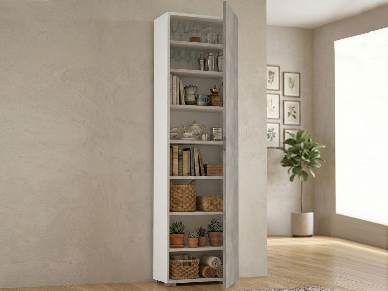 Armadio bianco e cemento 1 anta 50x182h cm - Abuela