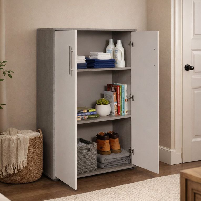 Armadio bianco e grigio 2 ante 78x118h cm - Angie