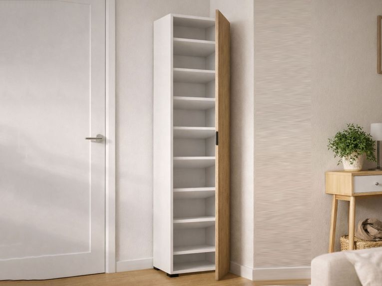 Armadio bianco e legno 1 anta 50x182h cm - Abuela