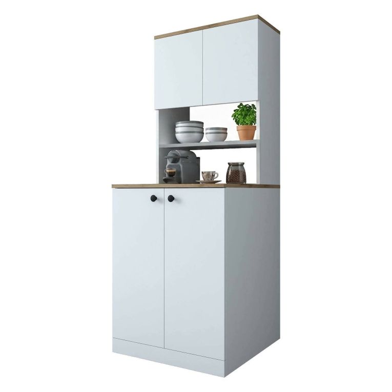Armadio bianco e noce multifunzione 70x183h cm - Marty