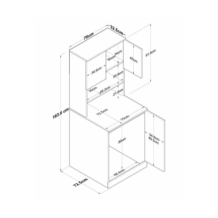 Armadio bianco e noce multifunzione 70x183h cm - Marty