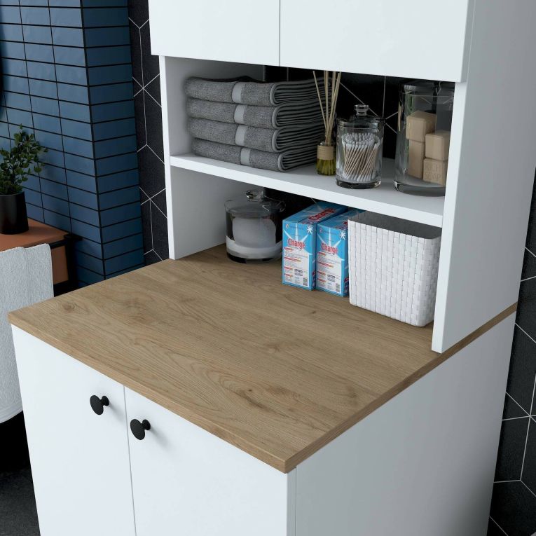 Armadio bianco e noce multifunzione 70x183h cm - Marty