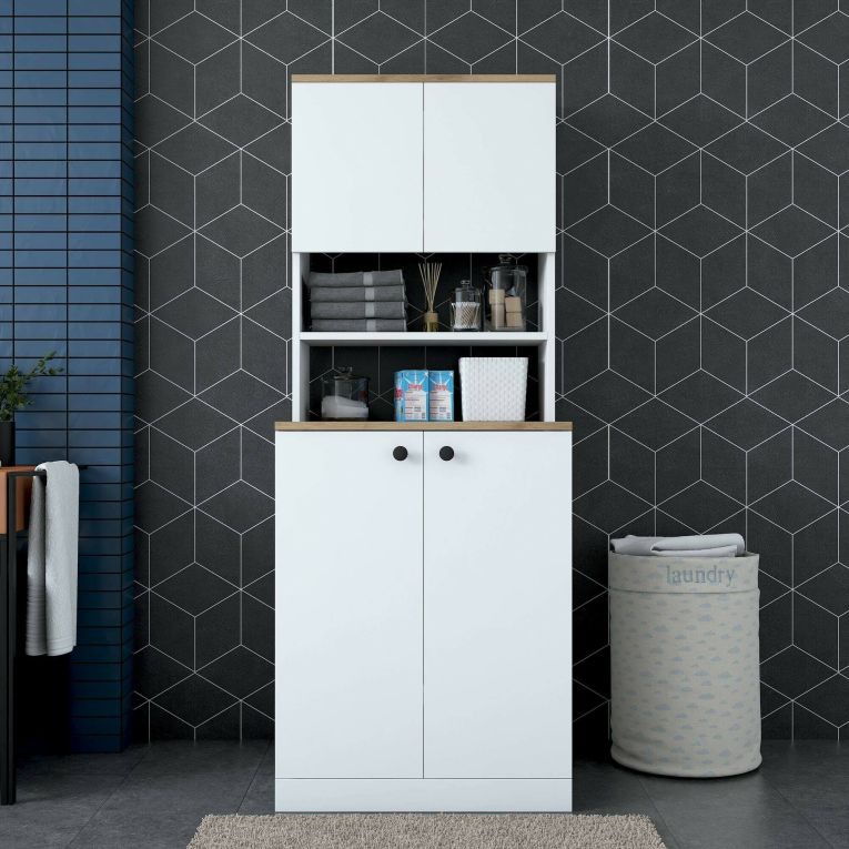 Armadio bianco e noce multifunzione 70x183h cm - Marty