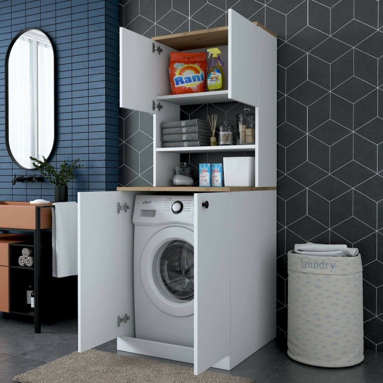 Armadio bianco e noce multifunzione 70x183h cm - Marty