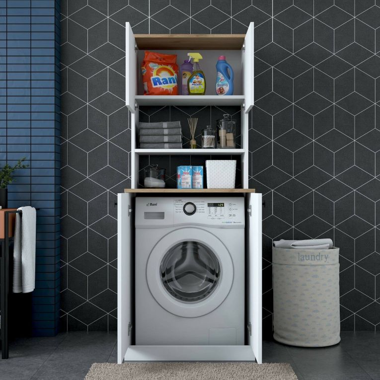 Armadio bianco e noce multifunzione 70x183h cm - Marty