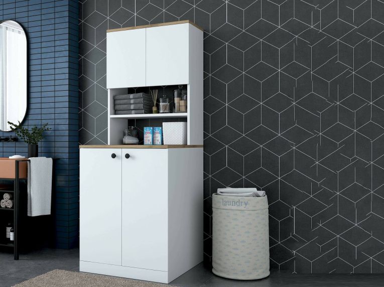 Armadio bianco e noce multifunzione 70x183h cm - Marty
