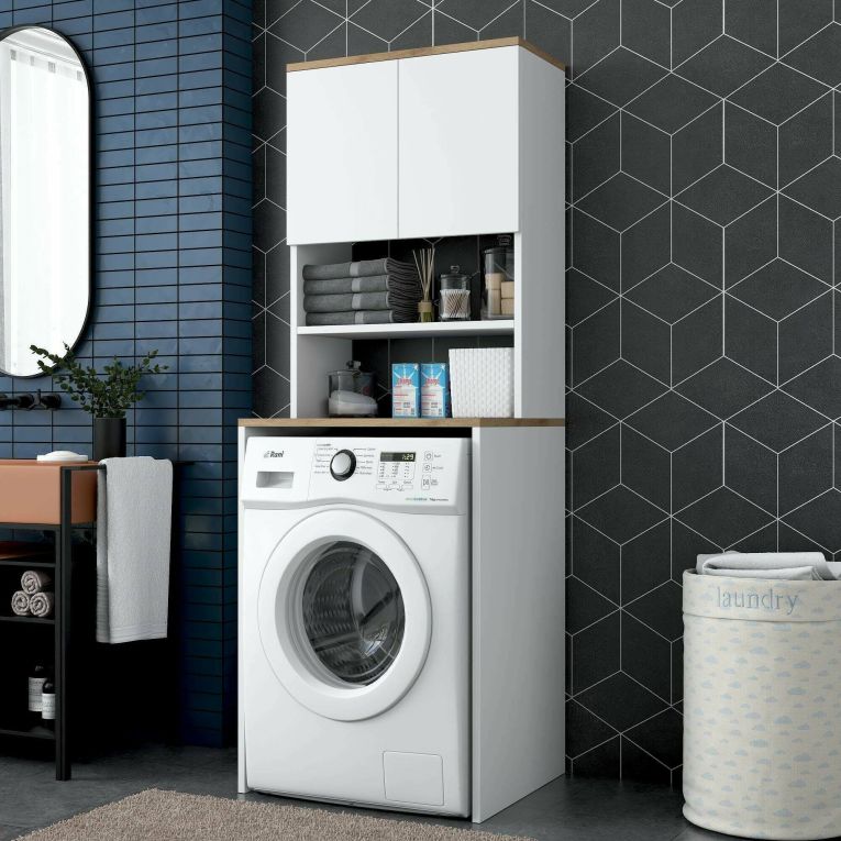 Armadio bianco e noce multiuso 65x183h cm - Fiamma