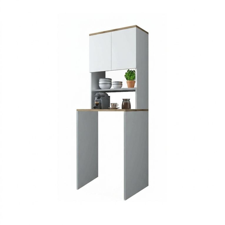 Armadio bianco e noce multiuso 65x183h cm - Fiamma