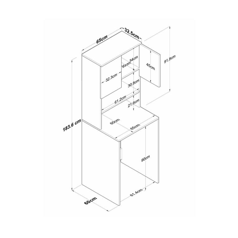 Armadio bianco e noce multiuso 65x183h cm - Fiamma