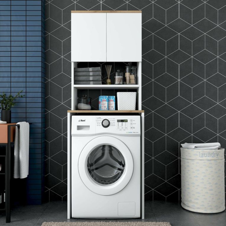 Armadio bianco e noce multiuso 65x183h cm - Fiamma