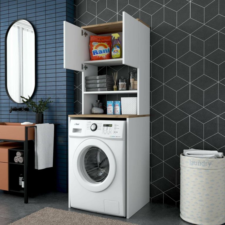 Armadio bianco e noce multiuso 65x183h cm - Fiamma