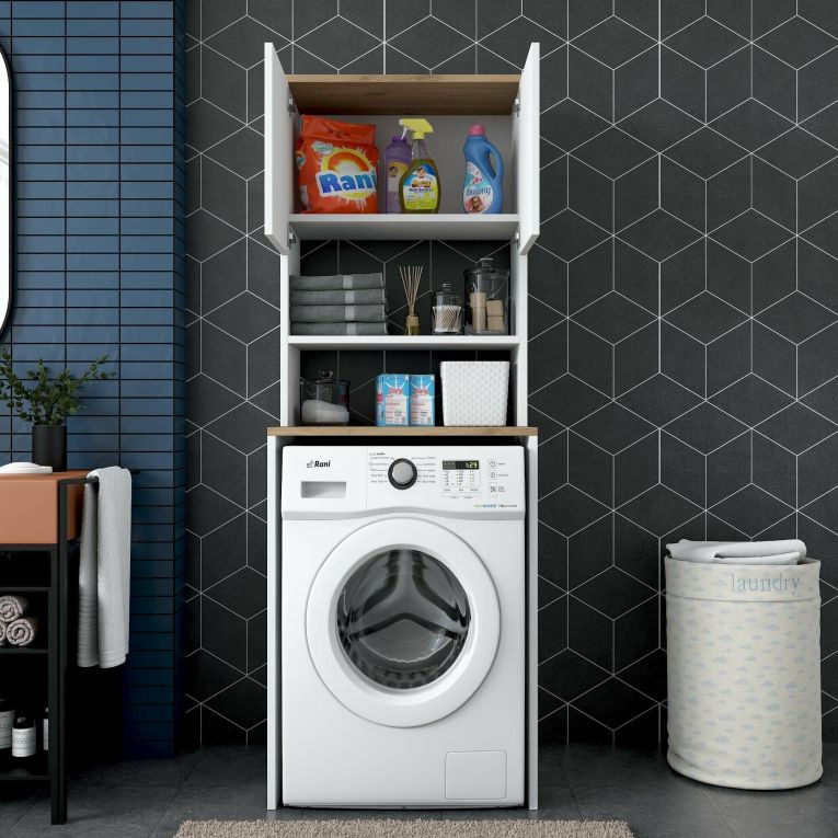 Armadio bianco e noce multiuso 65x183h cm - Fiamma