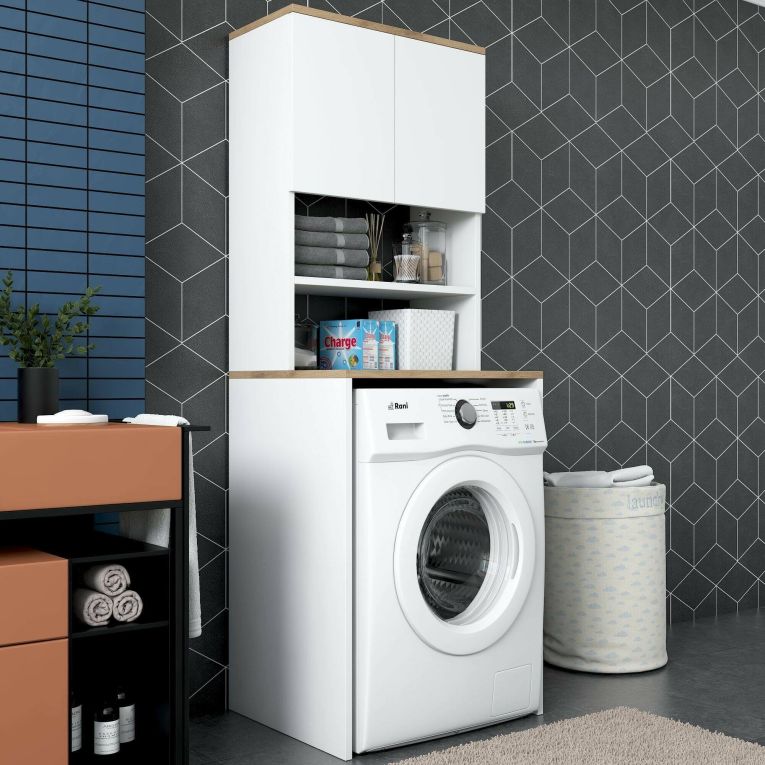 Armadio bianco e noce multiuso 65x183h cm - Fiamma