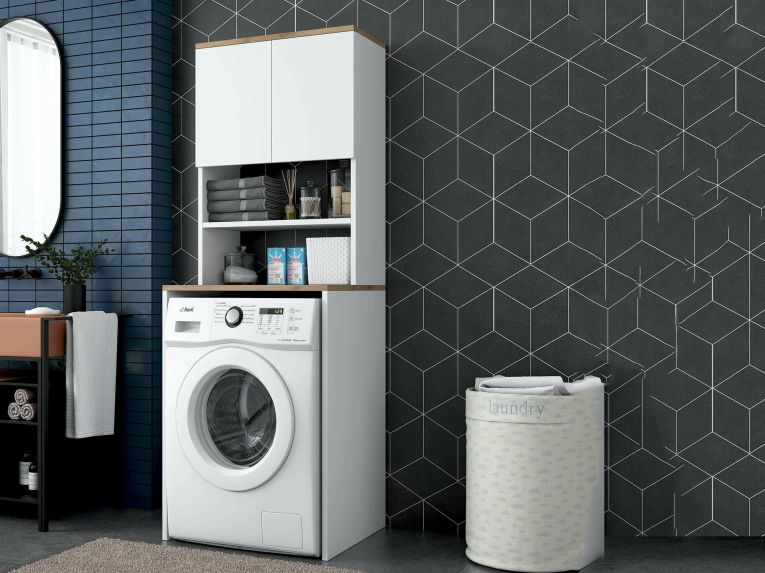 Armadio bianco e noce multiuso 65x183h cm - Fiamma