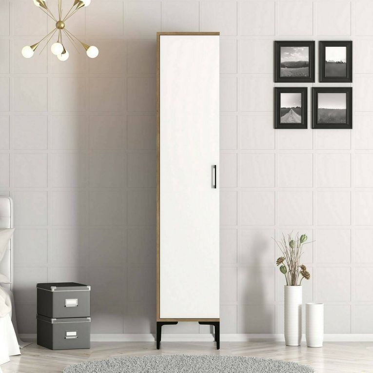 Armadio bianco e noce slim 40x47h cm - Giusta