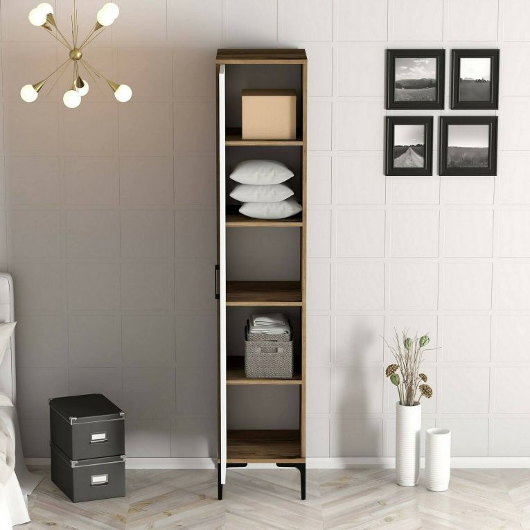 Armadio bianco e noce slim 40x47h cm - Giusta