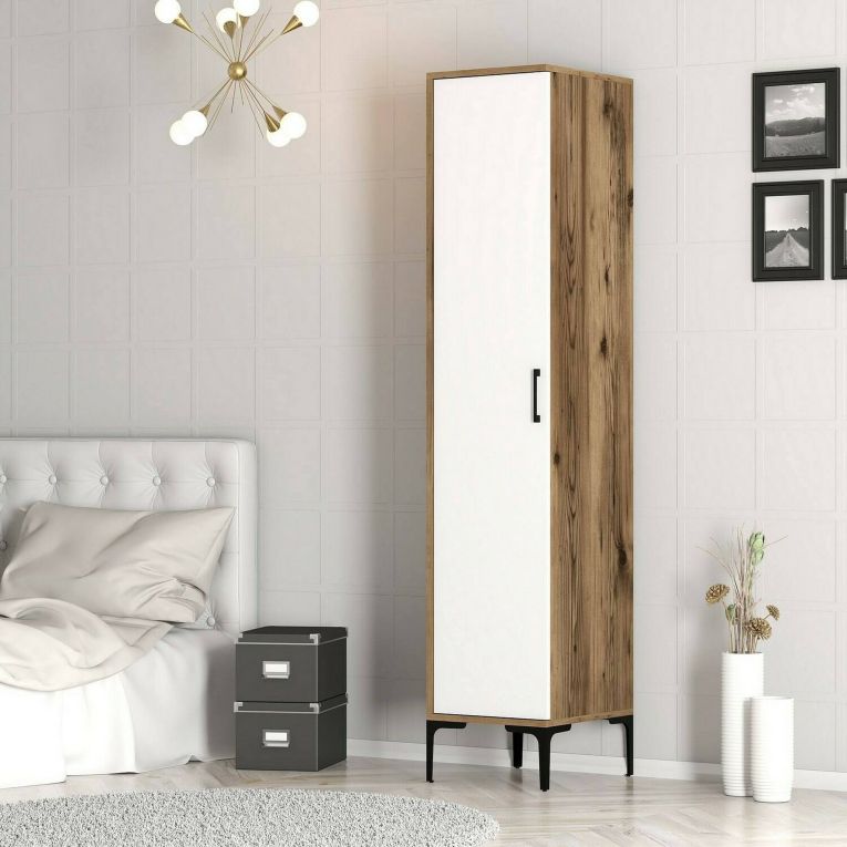 Armadio bianco e noce slim 40x47h cm - Giusta