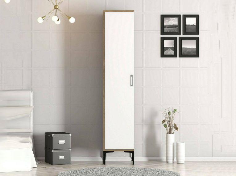 Armadio bianco e noce slim 40x47h cm - Giusta