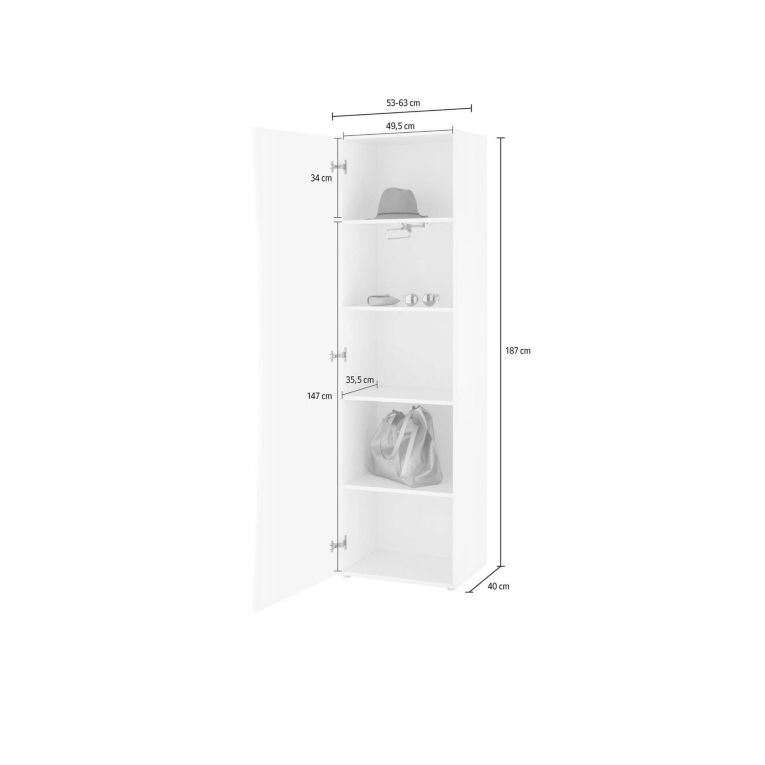 Armadio bianco lucido ante battenti 63x187h cm - Angi
