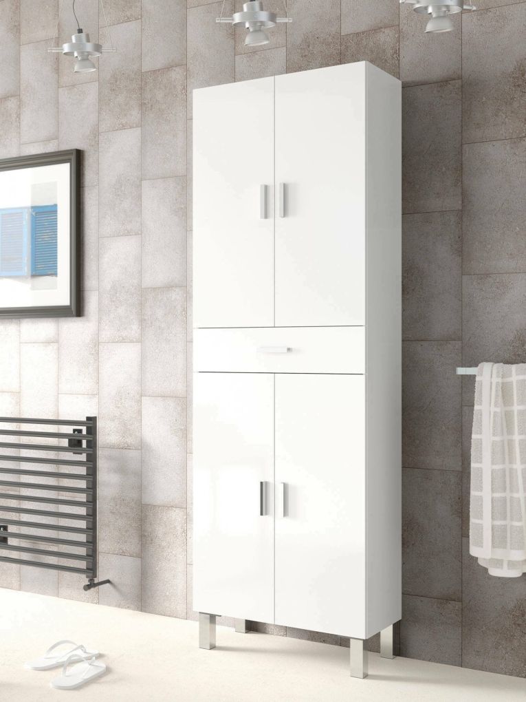 Armadio bianco lucido bagno 60x182h cm - Amiga