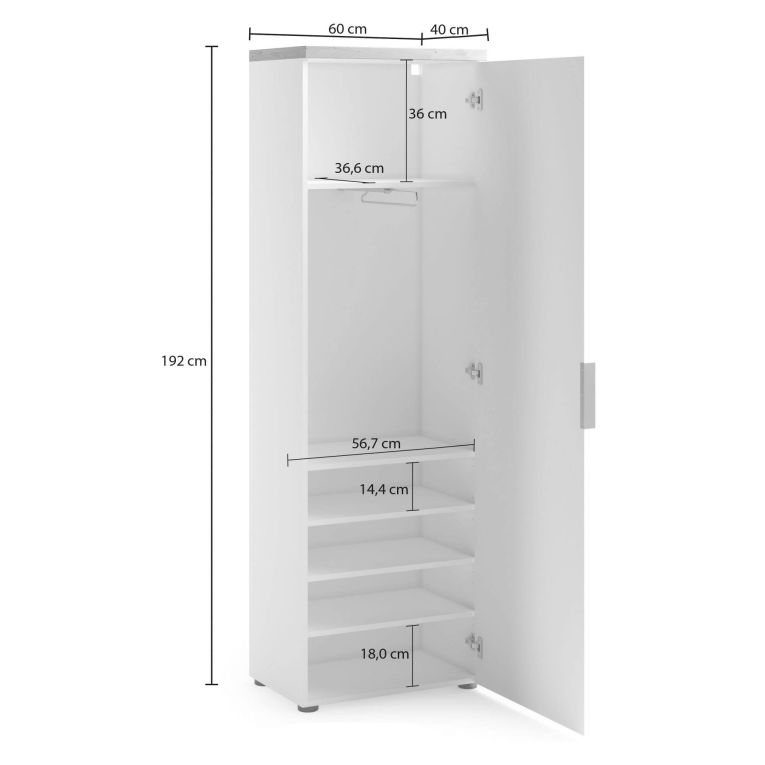 Armadio bianco lucido e legno colonna 60x190h cm - Tani