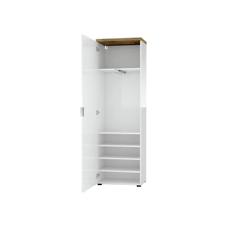 Armadio bianco lucido e legno colonna 60x190h cm - Tani
