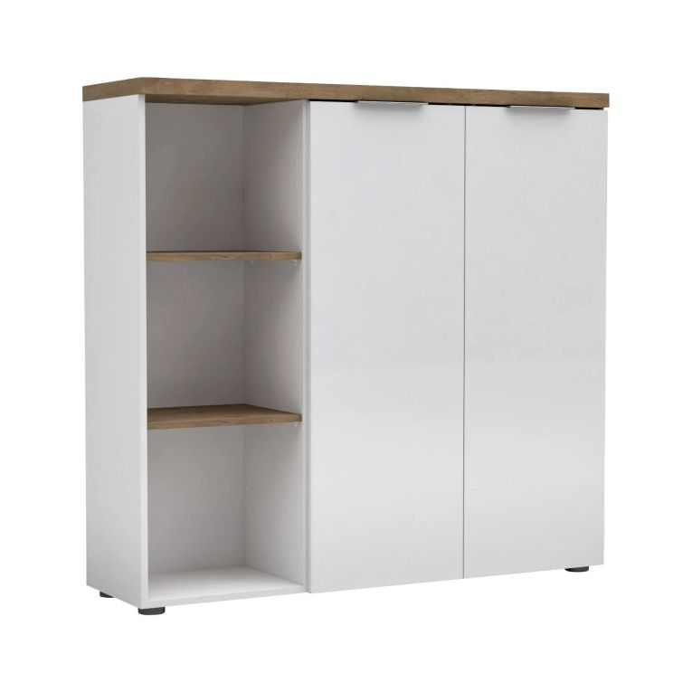 Armadio bianco lucido e legno salvaspazio 120x115h cm - Belsito