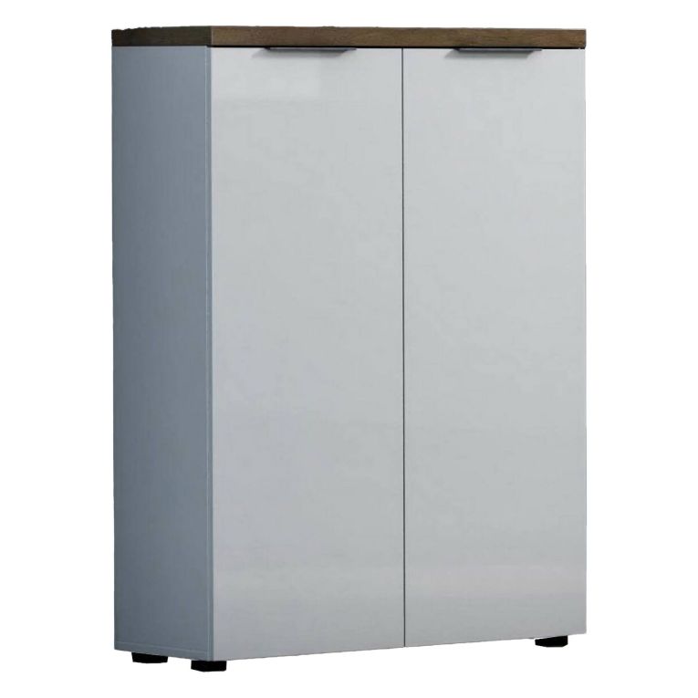 Armadio bianco lucido e legno salvaspazio 80x115h cm - Calavena
